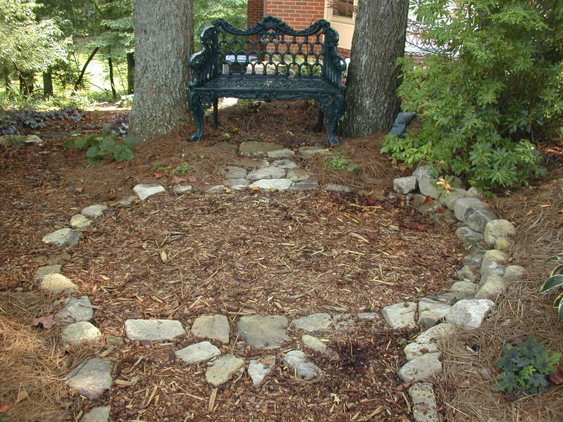 mulched path stone border